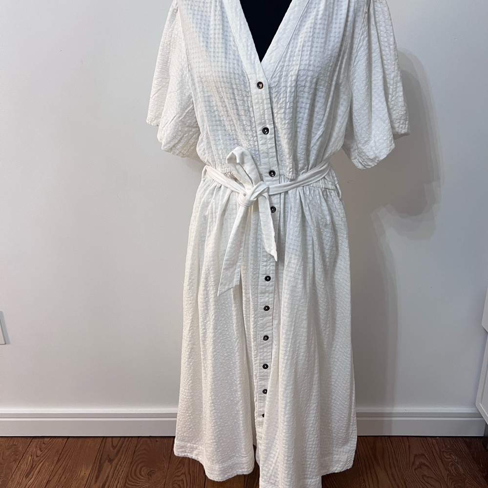 Preview White Midi Shirt Dress